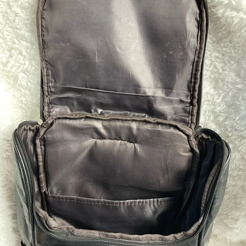 Unisex XDL vintage Black Faux leather large backpack slim laptop backpack